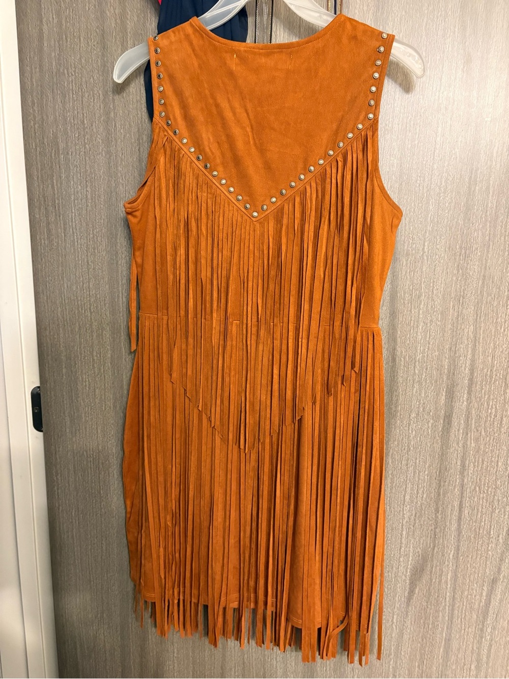 Idyllwind Orange Suede Fringe Dress with Stud Accents - Picture 2 of 4